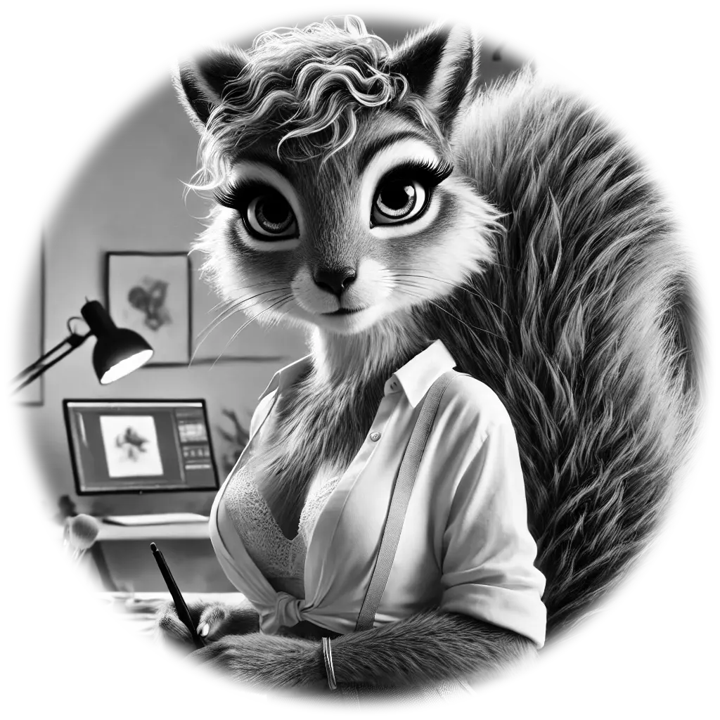 A beautiful squirrel standing next to its computer